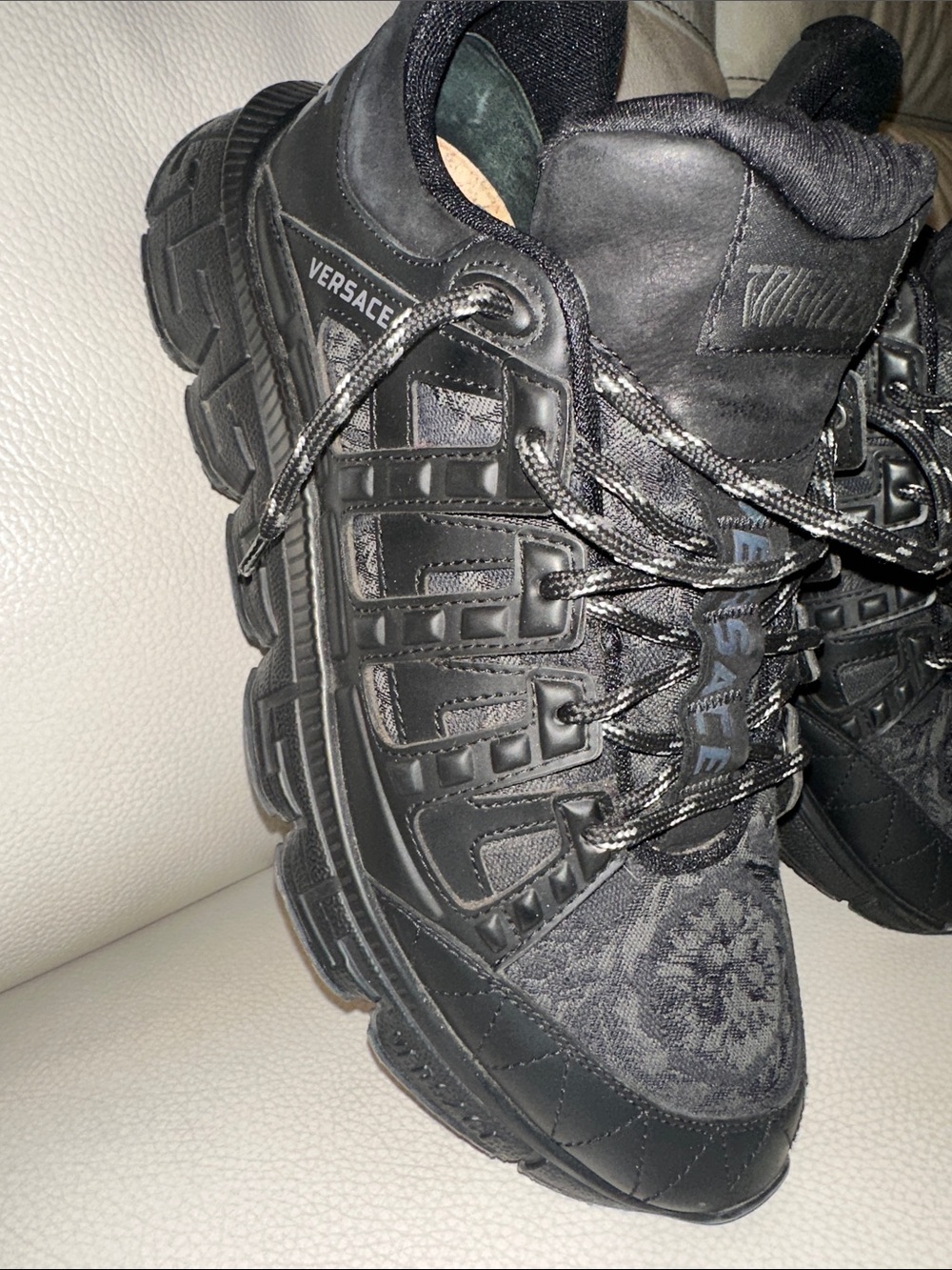 Versace Black Patterned Men's Sneakers